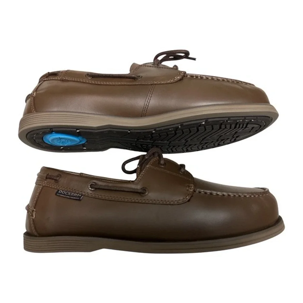 Dockers Dennison Boat Shoes 10 Wide Chestnut Brown Laces Active Rebound 90-34408